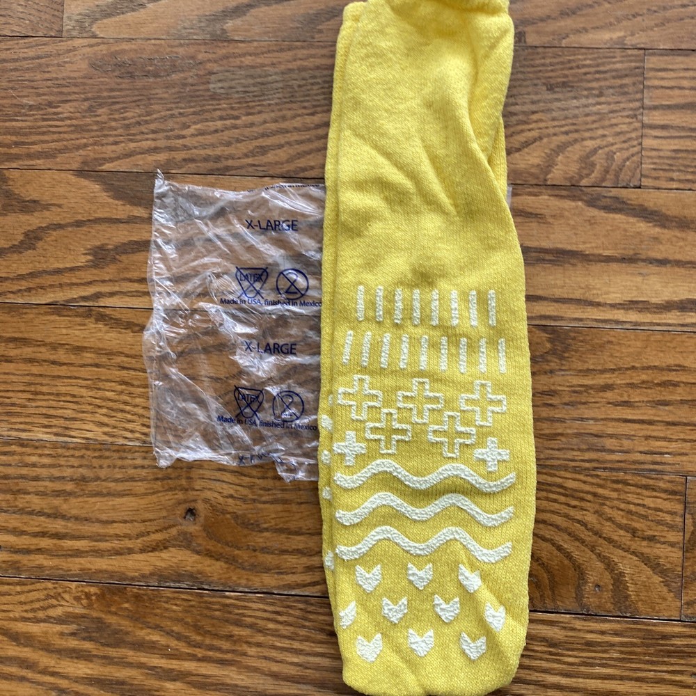 2 Pack – HOSPITAL SOCKS – Non-Slip Gripper – Non Skid – XL – Yellow