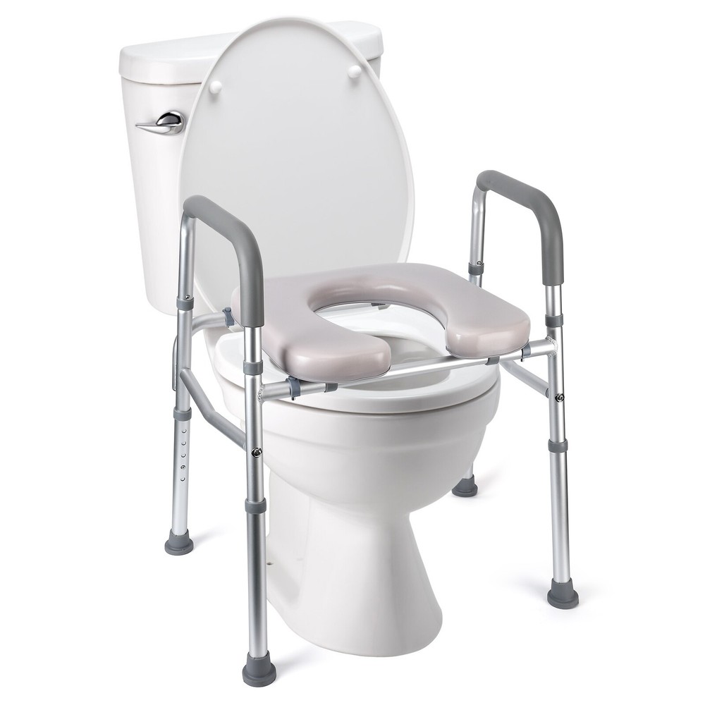 Raised Toilet Seat Commode Bathroom Assist Frame for Elderly, Handicapped 350LB