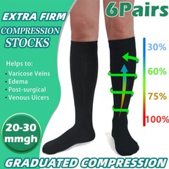 3Pair 20-30mmHg Compression Socks Medical Varicose Vein Relief Support Knee High