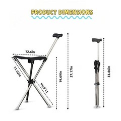 Portable Stainless Steel Folding Walking Cane with Seat Comfortable Soft Handle