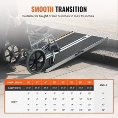 Lightweight 5ft Handicap Ramp, 800LB Capacity Non-Slip Folding Threshold Ramp