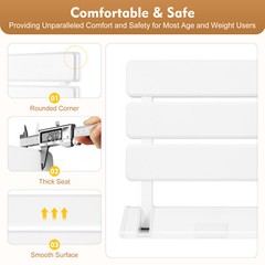 Folding Wall-Mounted Shower Seat White 130kg Foldable Bathroom Bench