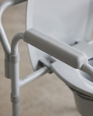 Drive Bedside Commode Chair, Gray, Adjustable Height, Padded Armrests & Lid