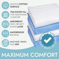 Premium Ultra Plus Waterproof Protector Bed Pad, Under-pad, Quilted, Waterpro…