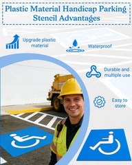 Handicap Parking Stencil Plastic Reusable Lot 39×39 Inch ADA Wheelchair Sign