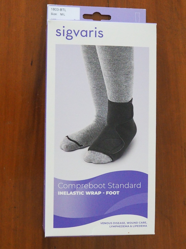Sigvaris Compreboot Inelastic Foot Wrap 30-40mmHg Black Med/Large 1803 BTL