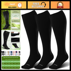 Wide Calf Compression Socks 15-20mmHg Knee High Support Stockings for Circulatio