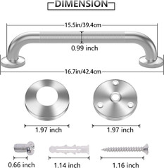 Grab Bars for Shower, 2 Pack 16 in anti Slip Safety Bath Handle for Senior | Sta