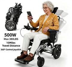 Foldable Electric Wheelchairs 80LBS 500W Reclining Motorized Wheelchair 15Miles