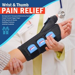 FEATOL 2 Pack Wrist Brace with Thumb Spica Splint Medium/Large, Black Blue