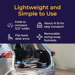 Lightweight Wheelchair – Portable Folding Mobility Aid – Swing-Away Footrests –