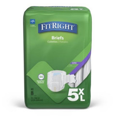 Medline FitRight Incontinence Unisex Adult Diapers Briefs 5XL 90-106in 229-269cm