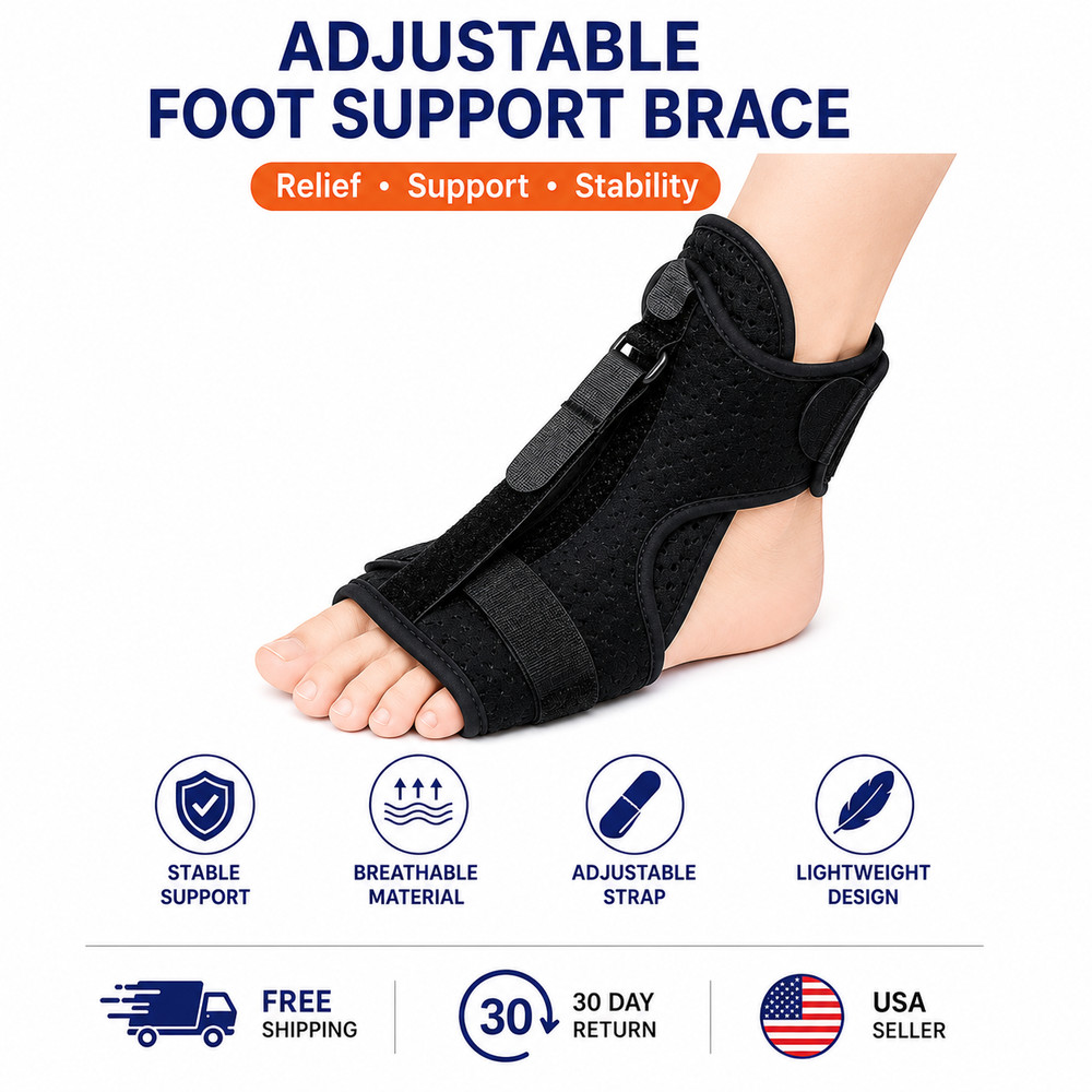 Plantar Fasciitis Foot Drop Splint Orthotic Brace Support Night Splint Black