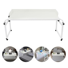 Height Adjustable Overbed Table, Overbed Table with Wheels, Over Bed Desk White