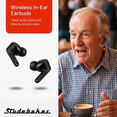Studebaker AI Hearing System TV Base 2 Earbuds 2 Clip Mics Rechargeable