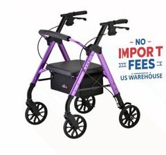 NOVA New Star 8 Rollator Walker Purple 8 Inch Wheels Folding Seat 300 lb Cap