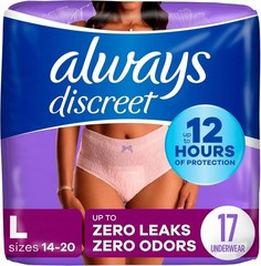 Always Discreet Women’s Incontinence Underwear S/M/L/XL/2XL/3XL Max Absorbency