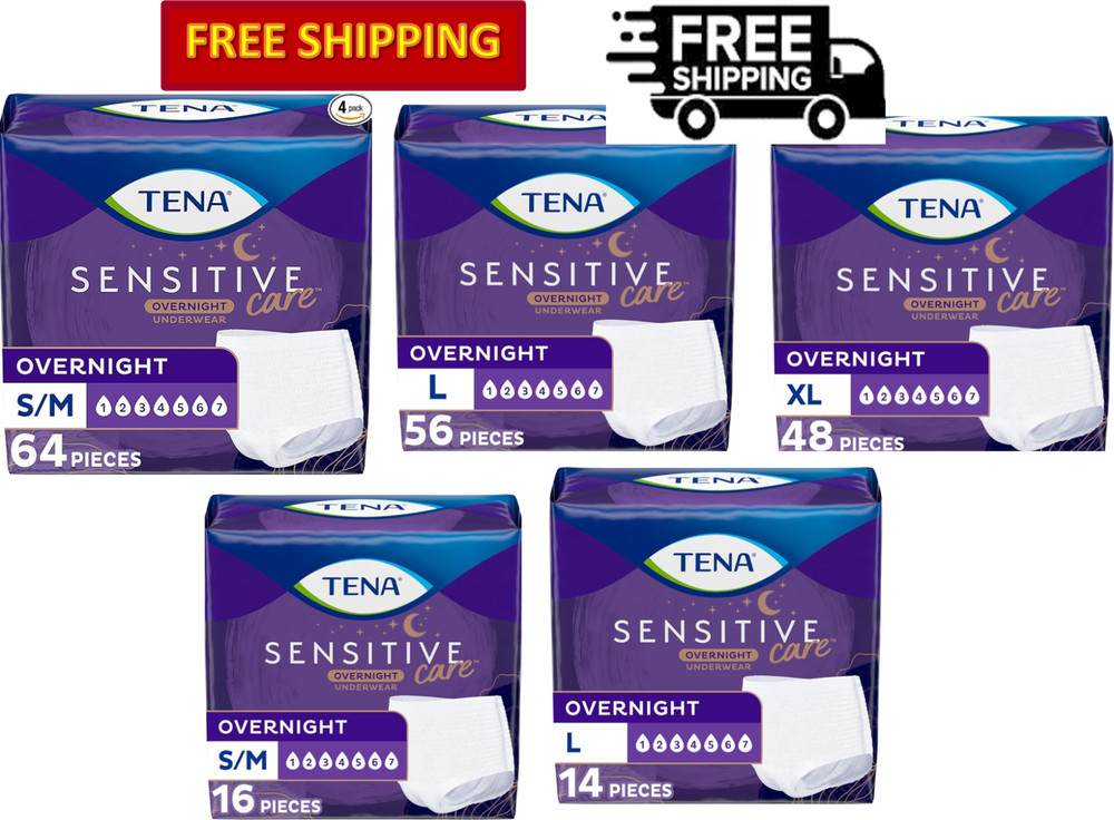 TENA Incontinence Underwear for Women, Overnight Absorbency, Intimates, S/M/L/XL