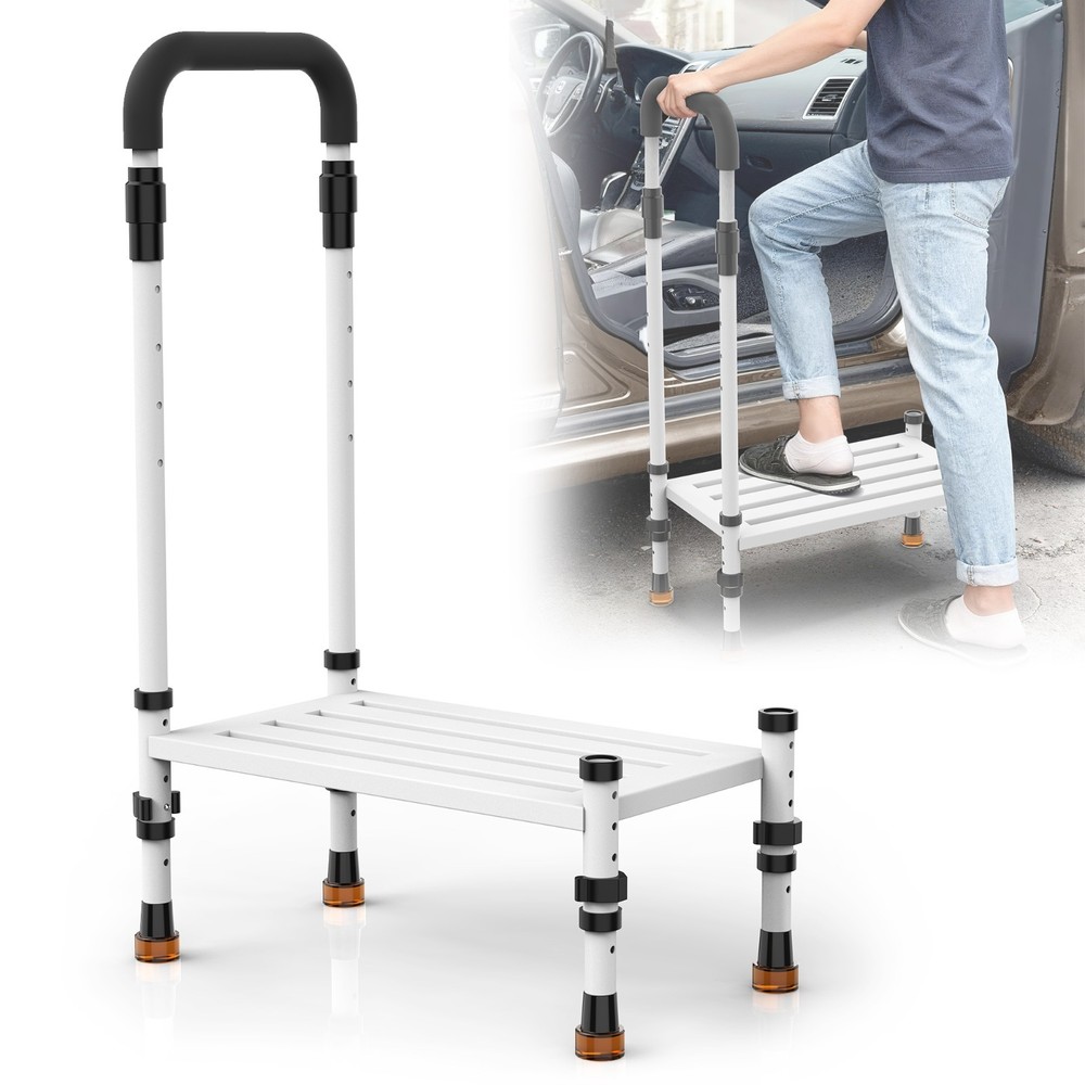 Adjustable Height Car Step Stool with Handrail for RV, SUV & Truck,up to 800 lbs