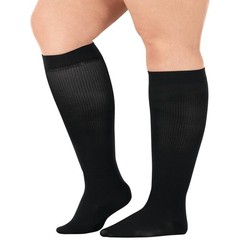 Silver Steps Wide Calf Compression Socks, 15-20 mmHg, Black