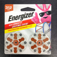 Six 12-packs ENERGIZER 312 1.45V Hearing Aid Battery Exp 12/2029 – 72 Batteries