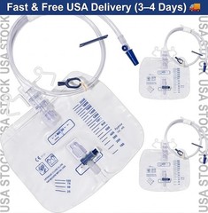 2000Ml Catheter Bags for Men and Women 3 Pack Professional Urinary Drainage Bags