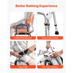 Uimoso Sliding Shower Chair with Swivel Seat & Backrest, 400 lbs Capacity