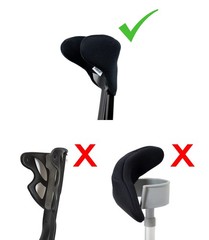 KMINA Forearm Crutch Pads (x2 Units), Open cuff crutches pads (x2), Black
