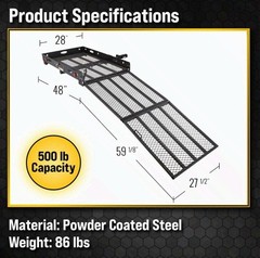 Titan Ramps 500lb Hitch Mount Wheelchair Scooter Carrier Folding Ramp 2″