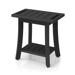 HIPS Shower Bench Inside Shower Stool with Storage Small 16x10x17 Inch Black