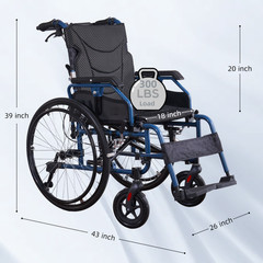 Aluminium Multi-functional Manual Wheelchair One-button Adjustable Handrail FDA