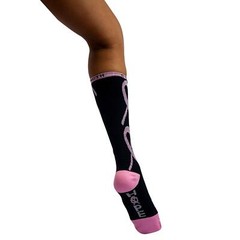 Ribbon Compression Socks (12-15 mm/Hg) Anti-Fatigue, Black, Pink and White