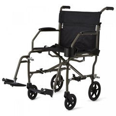 Medline Ultralight Transport Chair Aluminum/Nylon Silver 300 Lb Cap Fixed Arms 1