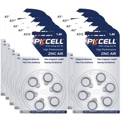 PKCELL Hearing Aid Batteries Size 312 1.45V Zinc Air Battery 60pack