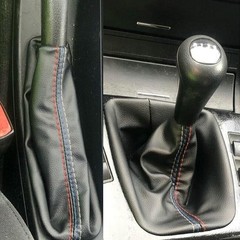 Car Gear Shift Knob Cover + Manual Handbrake Gaiter as picture show, Black