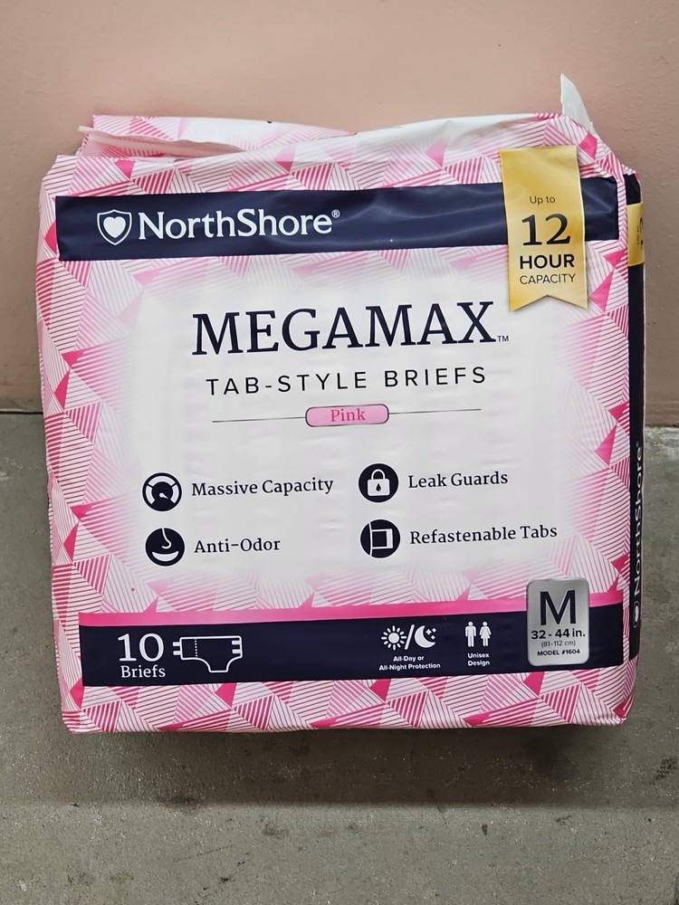 Overnight Adult Diapers Heavy Absorbency Tab Style Briefs M 10 Count Pink