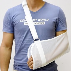 Breathable Mesh Arm Sling Shower Adjustable, Rotator Cuff Injury Right Left Wht