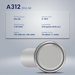 PKCELL Hearing Aid Batteries Size 312 1.45V Zinc Air Battery 60pack