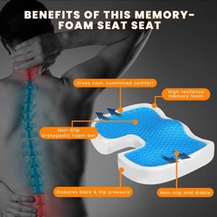 Gel Memory Foam Seat Cushion Orthopedic Office Car Chair Sciatica Pain Relief