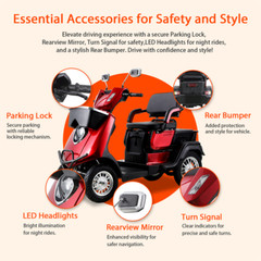1000W Dual Seat Heavy Duty Senior Mobility Scooter 500lbs 15MPH 36 Miles 60V/20A