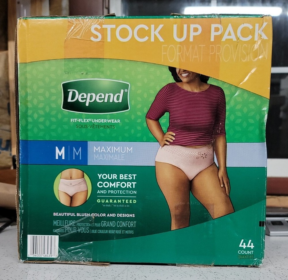 Depend FIT-FLEX Incontinence Underwear For Women Maximum M 31-37 in Waist 44 Ct.