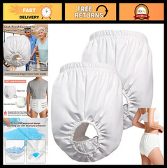 2 Pack Washable Waterproof Adult Rubber Pants – Leak-Proof Incontinence Covers,