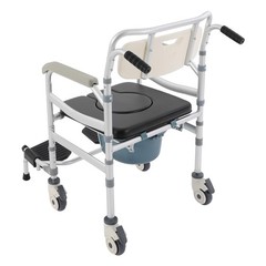 Rolling Shower Wheelchair Foldable Height Adjustable Toilet Chair 380 lbs