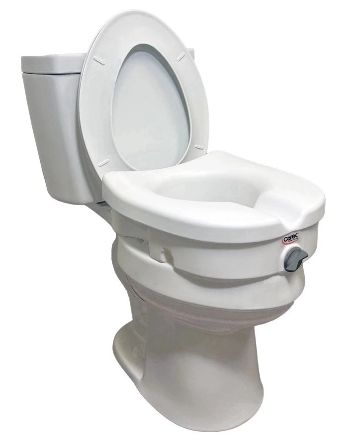 Carex Elevated Toilet Seat ADA Compliant Portable 300 lb White 3.5″ B312C0