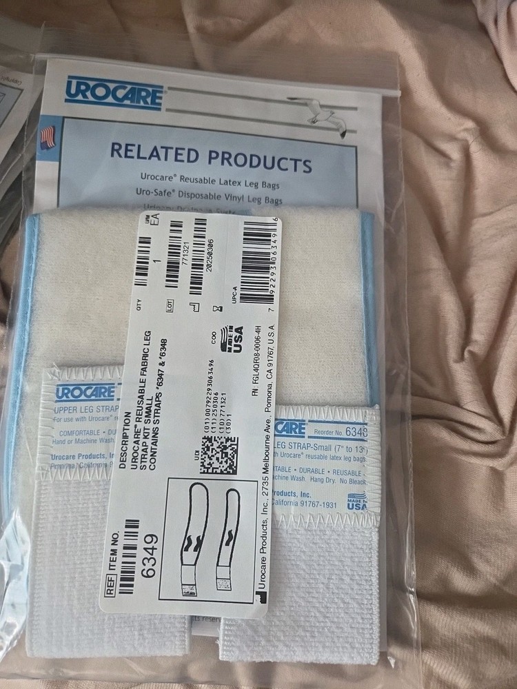 Urocare Leg Bag Strap Set Small Cotton and Foam Washable Non-Sterile 1 Pair