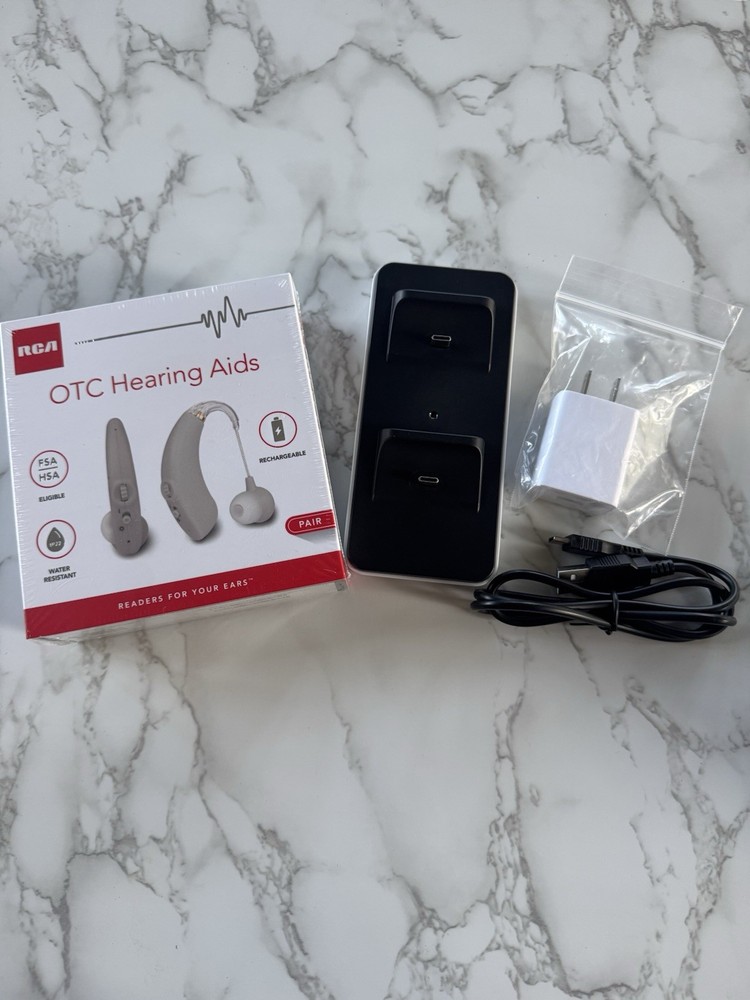 RCA Rechargeable Water Resistant Behind the Ear Hearing Aids Pair all included