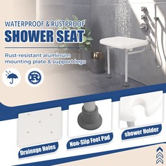 Folding Shower Seat for Shower Chair Bench Wall Safety Mounted Bathroom Bathtub