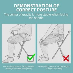 Portable Folding Walking Stick with Seat – 440 lbs Capacity & Adjustable Height