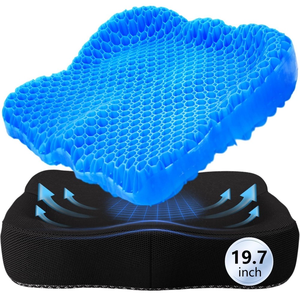 Cooling Gel Seat Cushion 19.7in – Pressure Relief for Office, Car, Wheelchair, S