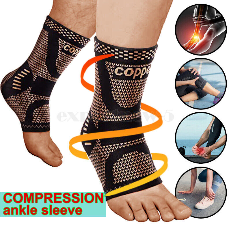 4pcs Copper Ankle Support Compression Strap Achilles Tendon Brace Sprain Sports